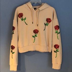 Top shop crop sequin sweatshirt hoodie